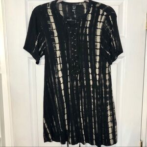 𝅺WINDSOR Lace Up Bleach Dye Tie Dye Printed Mini Dress XS